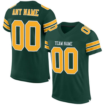 Maxcorners Custom Green Gold-White Mesh Authentic Classic Football Jersey LM2605