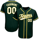 Custom Green White-Gold 3D Authentic Baseball Jersey