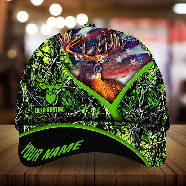 Max Corners Amazing US Flag Deer Hunting Camo Pattern 3D Multicolor Personalized Cap