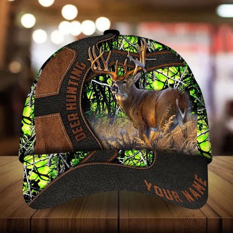 Maxcorners Premium Unique Leather Deer Hunting Personalized Hats 3D Multicolored