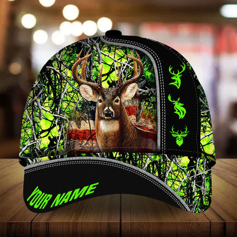 Maxcorners The Best Deer Hunting Leather Personalized Hats 3D Multicolored