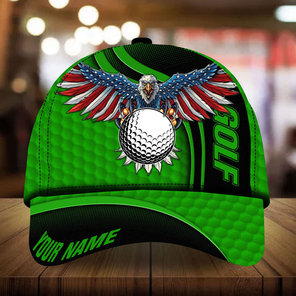 Maxcorners Golf Premium Eagle And Golf Personalized Name All Over Printed Cap