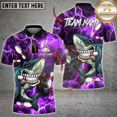 Maxcorners Bowling Shirt Shark Bowling Ball Lightning Graphic Multioptions Personalized Name Team Name 3D Shirt (4 Colors)