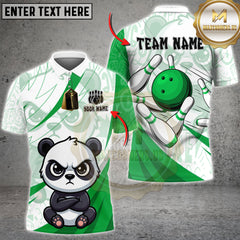 Maxcorners Bowling Shirt Cute Panda Bowling Cartoon Design Multioptions Personalized Name Team Name 3D Shirt (4 Colors)