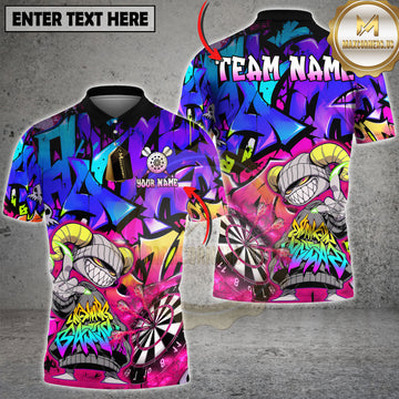 Maxcorners Darts Graffiti Monster Flaming Multi Options Personalized Name, Team Name 3D Shirt