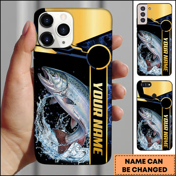 Maxcorners Chinook Fishing Black Gold Tech Frame Water Splash Personalized Name Phone Case