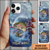 Maxcorners Fishing Ocean Wave Patriotic Camouflage Personalized Name Phone Case (10 Fish Species)