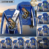 Maxcorners Fishing Shirt Blue Fish Scale Geometric Splash Multiple Options Personalized Name, Team Name 3D Long Sleeve Shirt (13 Fish Species)