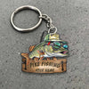 Maxcorners Pike Fishing Funny Fishing Hat Cartoon Rustic Style Personalized Name Keychain