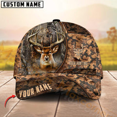 Maxcorners Hunting 3D Brown Camouflage Design Personalized Name 3D Cap (Deer/Moose/Boar/Duck)