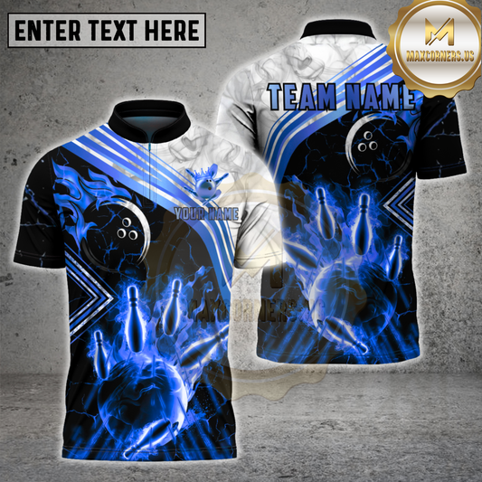Maxcorners Bowling Ball Gold Marble Smoke Luxury Multicolor Options Personalized Name, Team Name 3D Shirt (4 Colors)