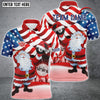Maxcorners Santa Holding Billiard 8 Ball USA Flag Personalized Name 3D Shirt