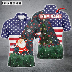 Maxcorners Santa American Flag Billiard Personalized Name 3D Shirt