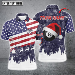 Maxcorners Merry Christmas American Flag Billiard Personalized Name 3D Shirt