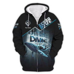 Maxcorners Custom Scuba Diver With Whale 3D T-Shirt Personalized Name Gift For Diver Lovers LM2111