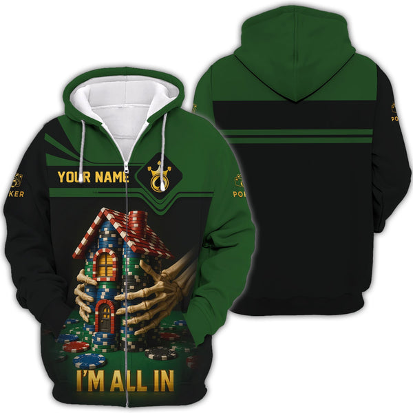 I Am All In Poker Chip Shirts for Men, Custom Casino Poker T Shirts, Gifts for Poker Players