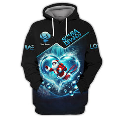 Maxcorners 3D Full Print Santa Claus Scuba Diving Heart Shirts Personalized Name Gift For Diver Lovers LM2111