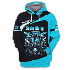 Maxcorners 3D Full Print Scuba Diving T-Shirt Deep Sea Adventure Personalized Name Gift For Diver Lovers LM2111