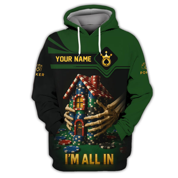 I Am All In Poker Chip Shirts for Men, Custom Casino Poker T Shirts, Gifts for Poker Players