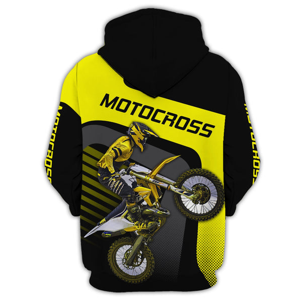 Maxcorners Motocross Biker Yellow Customize Name 3D Shirts