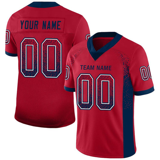 Maxcorners Custom Red Navy-White Drift Fashion Football Jersey LM2605