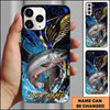 Maxcorners Fishing Blue Honeycomb Splash Art Personalized Name Phone Case (10 Fish Species)