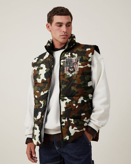 Maxcorners The Closer I Get To Nature Deer Camo Puffer Jacket LM2101