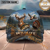 Maxcorners Wildlife Hunting Forest Animals Sunset Scene Multi Options Personalized Name 3D Cap (3 Colors)