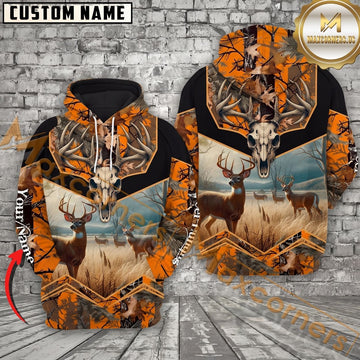 Maxcorners Hunting Trophy Skull Personalized Name Unisex 3D Shirt