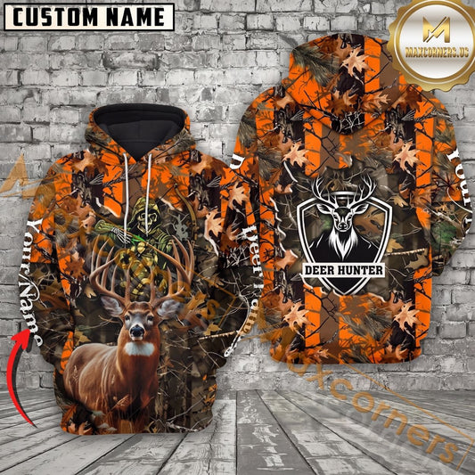 Maxcorners Hunting Camo Skull Personalized Name Unisex 3D Shirt