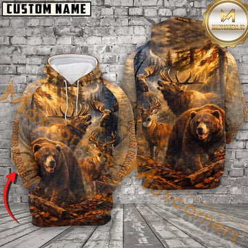 Maxcorners Wildlife Hunting Wilderness Scene Personalized Name Unisex 3D Shirt