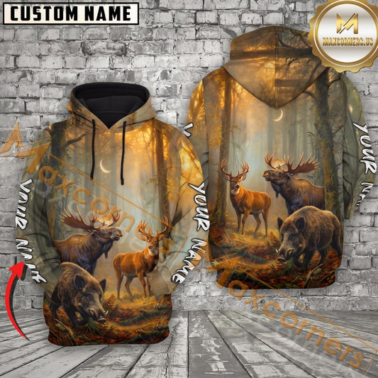 Maxcorners Wildlife Hunting Forest Wildlife Personalized Name Unisex 3D Shirt