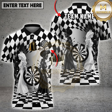 Maxcorners Royal Darts Couple Monochrome Chess Art Multi Options Personalized Name, Team Name 3D Shirt