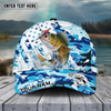 Maxcorners Fishing Blue White Seawwave American Flag Pattern Sport Pattern Personalized Name 3D Cap (11 Breeds)