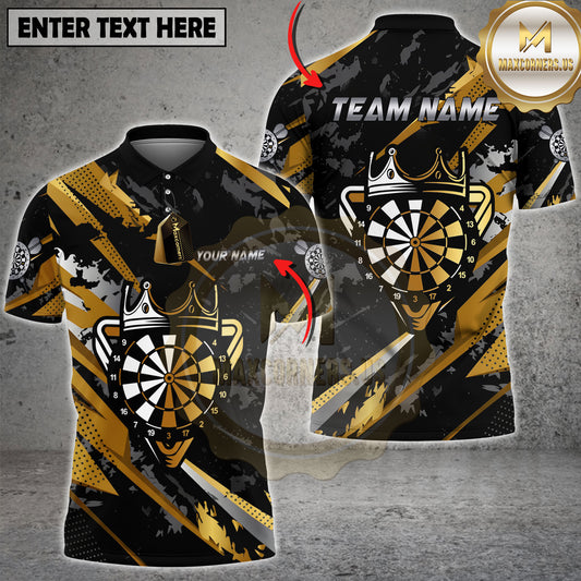 Maxcorners Crown Dartboard Gold Black Grunge Multicolor Options Personalized Name, Team Name 3D Shirt (4 Colors)
