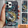 Maxcorners Fishing Hexagon Tech Pattern Hook Icon Water Splash Personalized Name Phone Case (10 Fish Species)
