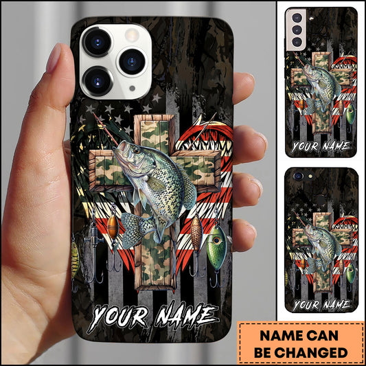 Maxcorners Crappie Fishing Camo Cross Fishing Lure Art Personalized Name Phone Case