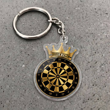 Maxcorners Gold Crown Darts Personalized Name Keychain