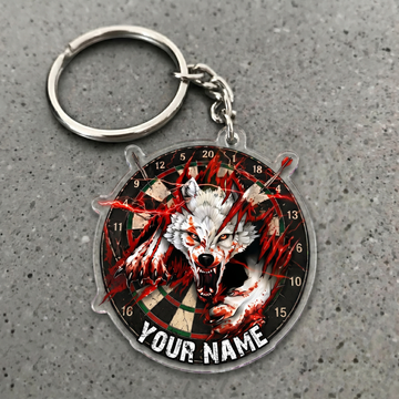 Maxcorners Bloody Wolf Darts Personalized Name Keychain