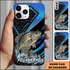 Maxcorners Fishing Electric Blue Arrow Pattern Splash Personalized Name Phone Case (10 Fish Species)