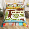 Maxcorners Camping Hiking Duvet Cover Set, Handmade Rustic Farmhouse Bedding for Outdoor Sports Theme Room Decor