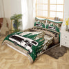 Maxcorners Happy Camping Duvet Cover, Modern White Trailer Print Bedding Set for RV Decor