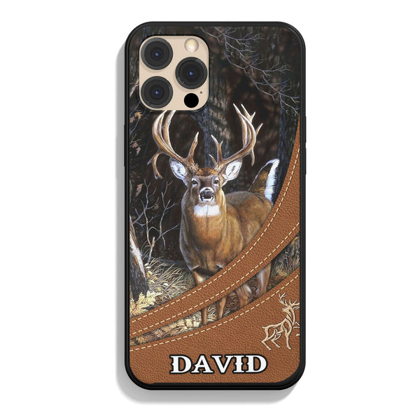 Maxcorners Deer Hunting Forest Pattern Personalized Name Phone Case