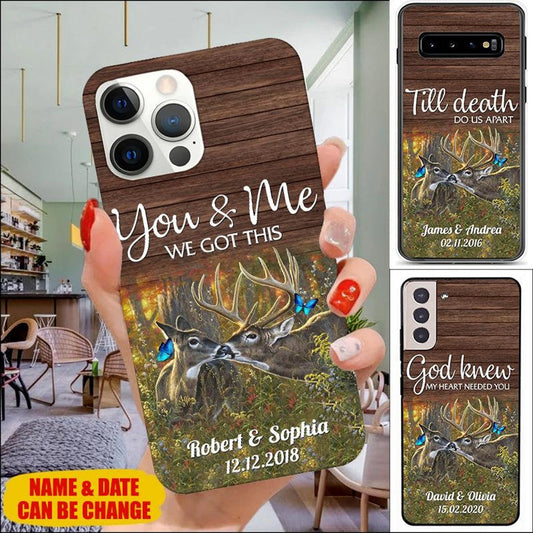 Maxcorners You and me we got this Personalized Deer Couple Personalized Name Phone Case LM1012