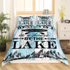 Maxcorners Lake House Fishing Duvet Cover, Rustic Blue Gray Wooden Board Cabin Plank Bedding Set