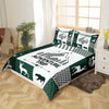 Maxcorners Nature Adventure Trip Green Plaid Bedding Set