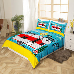Maxcorners Cartoon Trailer Handmade Duvet Cover for RV Decor, Botanical Cactus Nature Plant Bedding Set