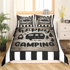Maxcorners Camping Trailer Duvet Cover for RV Decor, Camper Natural Tree Bedding Set