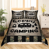 Maxcorners Camping Trailer Bedding Set, Jungle Tree Green Camouflage Stripes Duvet Cover