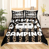 Maxcorners Happy Camping Duvet Cover, Cartoon Trailer Jungle Tree Bedding Set for RV Decor